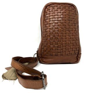 Vilenca Holland Woven Leather Shoulder Sling Backpack Bag 149 Cognac Brown